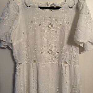 Sea NY White Eyelet Puff Sleeve Dress sz 12